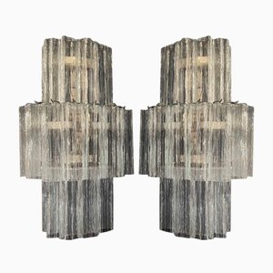 Vintage Murano Glass Tube Wall Sconces, 1990, Set of 2