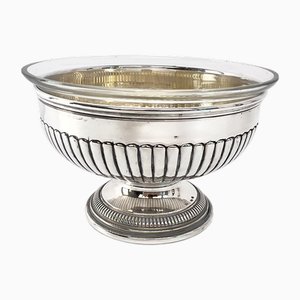 Vintage Italian Silver Footed Bowl with Glass Insert, 1970s, Set of 2