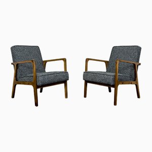 Large Mid-Century Armchairs in Black, 1960s, Set of 2