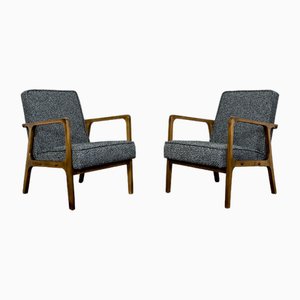 Set of Large Mid-Century Armchairs in Black, 1960s