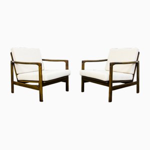 Beige Mid-Century Stühle von Zenon Bączyk, 1960er, 2er Set