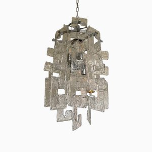 Transparent and Silver Chandelier in Murano Glass by Simoeng
