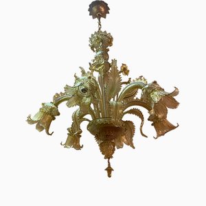 Italian Style Murano Glass with Gold Chandelier by Simoeng