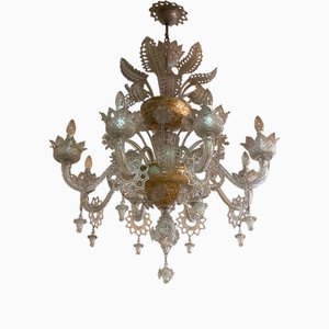 Italian Style Murano Glass Transparent Chandelier by Simoeng