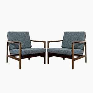 Mid-Century Black Armchairs by Zenon Bączyk, 1960s, Set of 2