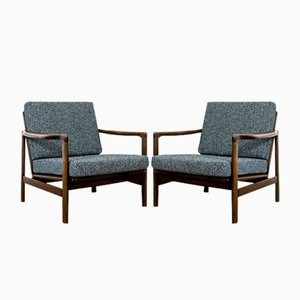 Set of Mid-Century Black Armchairs by Zenon Bączyk, 1960s