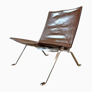 Chaise PK 22 en Cuir par Poul Kjærholm pour Fritz Hansen