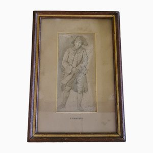 C. Jacquand, dibujo de un soldado, 1832, dibujo a lápiz, enmarcado