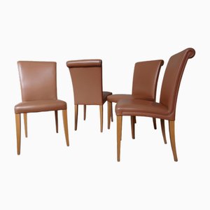 Vintage Italian Chairs in Leather, 2010s, Set of 4