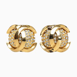 Aretes de clip CC de diamantes de imitación de Chanel