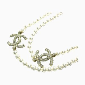 Collar CC de perlas de imitación de Chanel