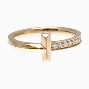 Anello stretto T One con diamanti in oro rosa di Tiffany
