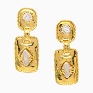 Artificial Pearl Rhinestone Dangle Earrings from Chanel, Set of 2