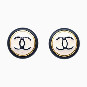 Boucles d'Oreilles Boutons Noires de Chanel, Set de 2