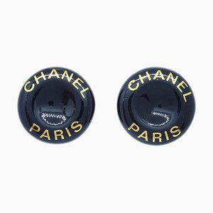 Black Button Earrings from Chanel, Set of 2