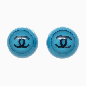 Blue Button Earrings from Chanel, Set of 2