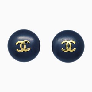 Boucles d'Oreilles Bouton Noires de Chanel, Set de 2
