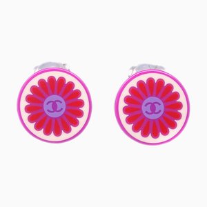 Button Earrings in Pink from Chanel, Set of 2