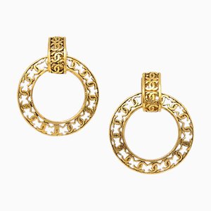 Gold Dangle Hoop Earrings from Chanel, Set of 2
