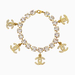 Brazalete de cadena de diamantes de imitación dorado 96p 123479 de Chanel