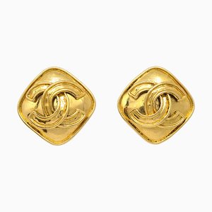 Rhombus Earrings Clip-on Gold 94p 123266 from Chanel, Set of 2