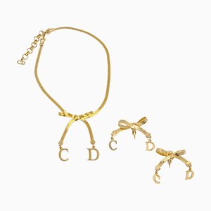 Collana con fiocco e orecchini di Christian Dior, set di 3
