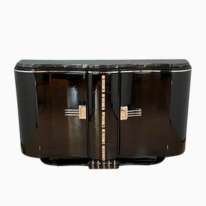 Art Deco Sideboard in Black Lacquer and Chrome, 1930
