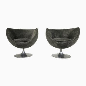 Crocus Ball Chairs in Dark Green Teddy attributed to Pierre Guariche for Meurop Belgium, 1960s, Set of 2