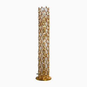 Gold-Plated and Crystal Floor Lamp attributed to Palwa, 1960s