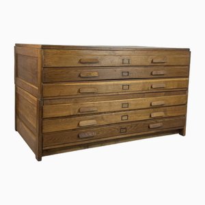 Large Plan Chest with Wooden Handles, 1940s
