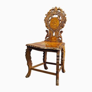 Swiss Marquetry Chair in Walnut, 1890s