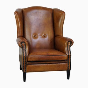 Fauteuil à Oreilles en Cuir de Mouton