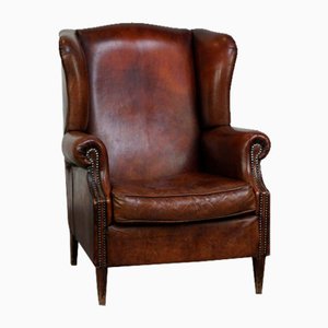 Large Sheep Leather Wing Chair