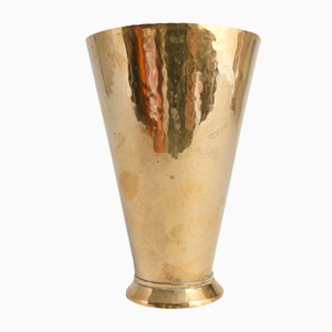 Scandinavian Modern Handmade Conical Brass Vase, Sweden, 1949