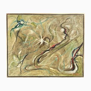 H. Catteau, Composición abstracta, óleo sobre lienzo, 1961