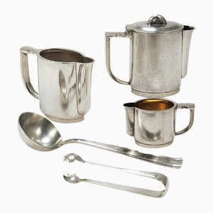 Service à Café en Argent attribué à Gio Ponti, 1930s, Set de 5