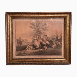 Scène avec des Officiers, 1800s, Aquarelle