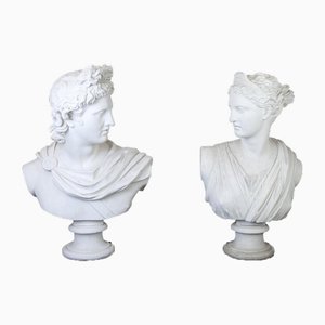 Busts of Apollo and Artemis, 1800s, Porcelain, Set of 2