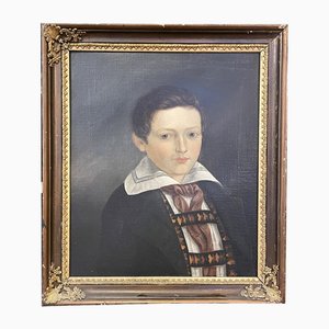 Artista del Imperio, Medio retrato de niño, pintura, década de 1800, enmarcado