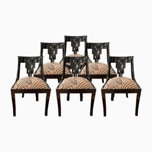 Black Lacquered Gondola Chairs, Set of 6