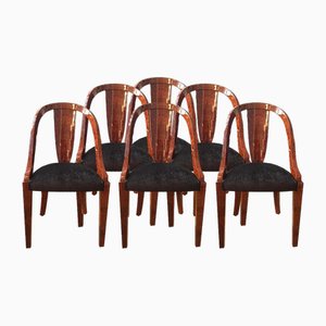 Art Deco Chairs in Amboina Wood, Set of 6