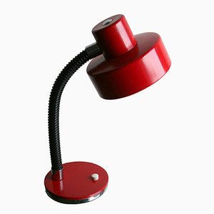 Lámpara de mesa roja metálica, años 70
