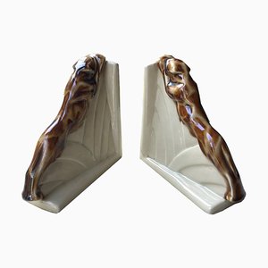 Serre-Livres Panthère Art Déco, Set de 2