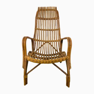 Vintage Armlehnstuhl aus gebogenem Bambus & Rattan, 1960er