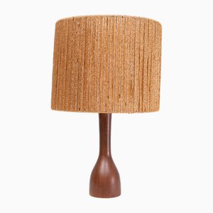 Lampada da tavolo in teak con paralume in corda, Danimarca, anni '60