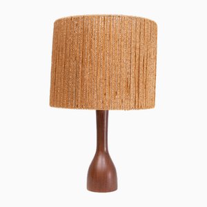 Teak Table Lamp with Rope Shade, Denmark, 1960s