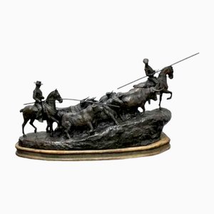 José Luis Cuevas, Mid Century Sculpture with Bulls and Horse Riders, 1970s, Bronze