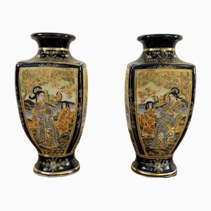 Antike japanische Satsuma Vasen, 1900, 2er Set
