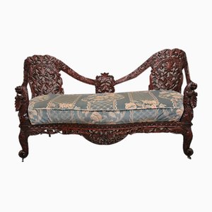 19th Century Anglo Indian Carved Sofa, 1860s