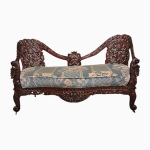 Anglo-indisches geschnitztes Sofa, 19. Jh., 1860er